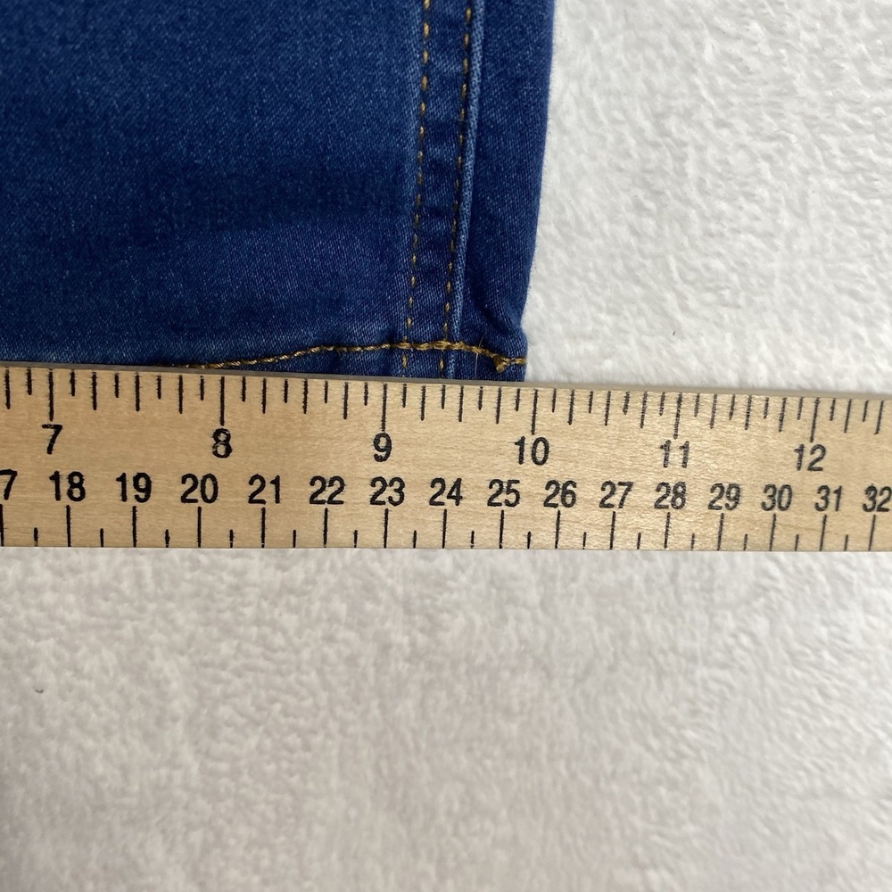 Wide Leg Trouser Jeans High Rise Dark Wash Stretch Denim Patch Pockets Sz 8 Boho - Picture 7 of 15
